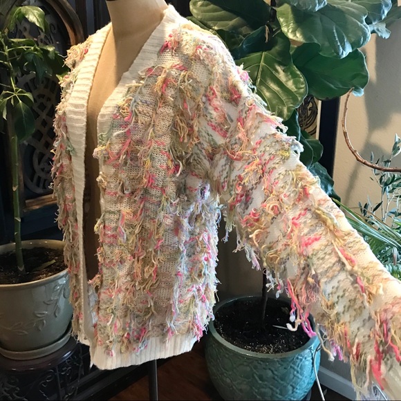 Brix tassel shag boho cardigan sweater knit - Picture 6 of 8